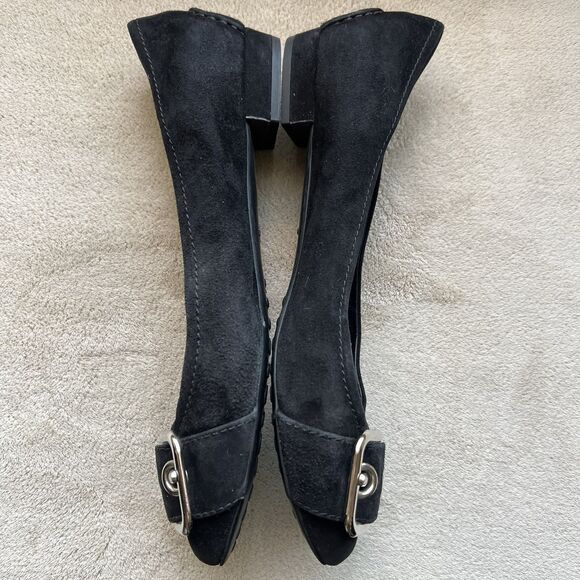 The Original Car Shoe By Prada Black Suede Leather Ballet Flats Women EU 38 US 8 - Picture 8 of 16